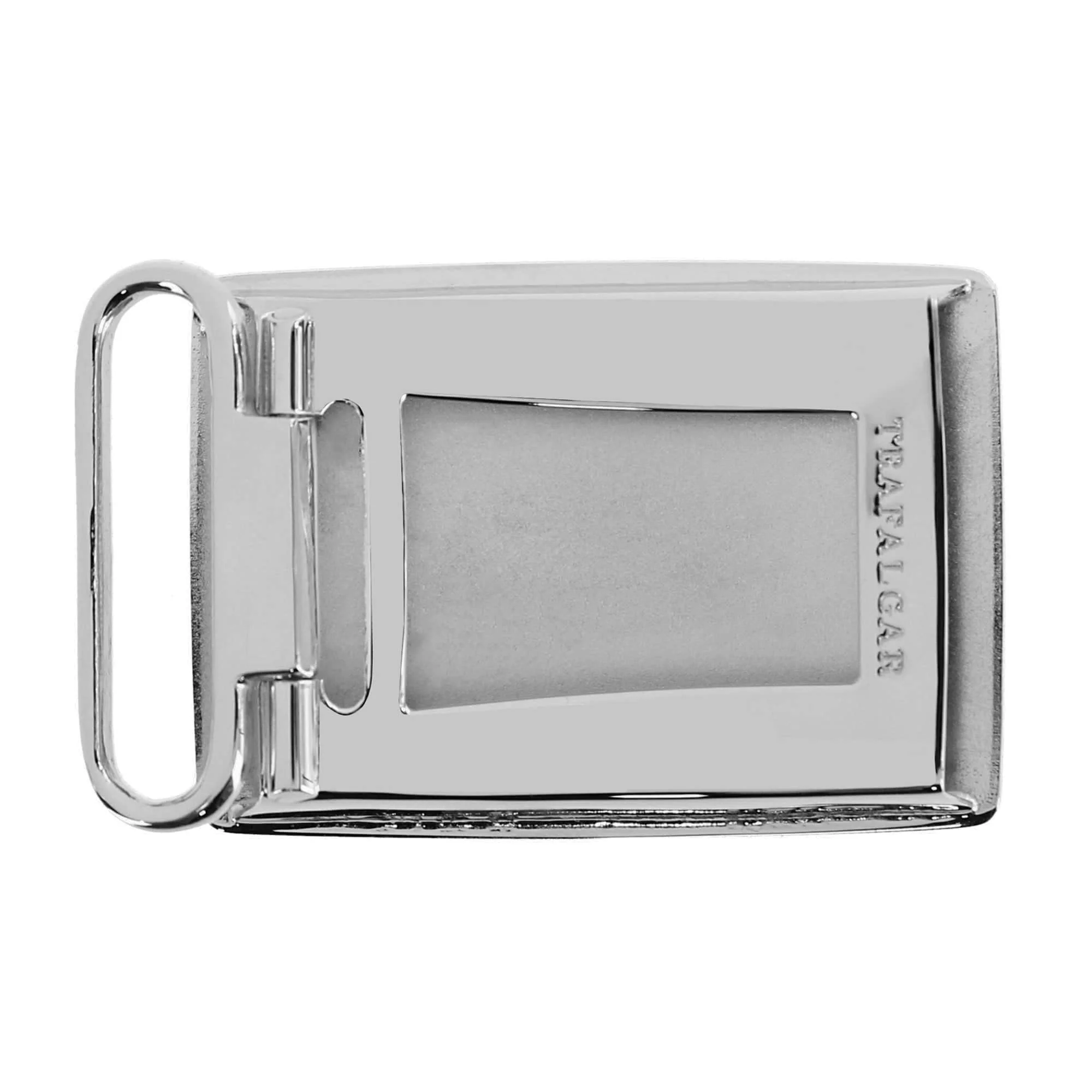 30mm Engine Turned Rhodium Compression Belt Buckle - Image 3