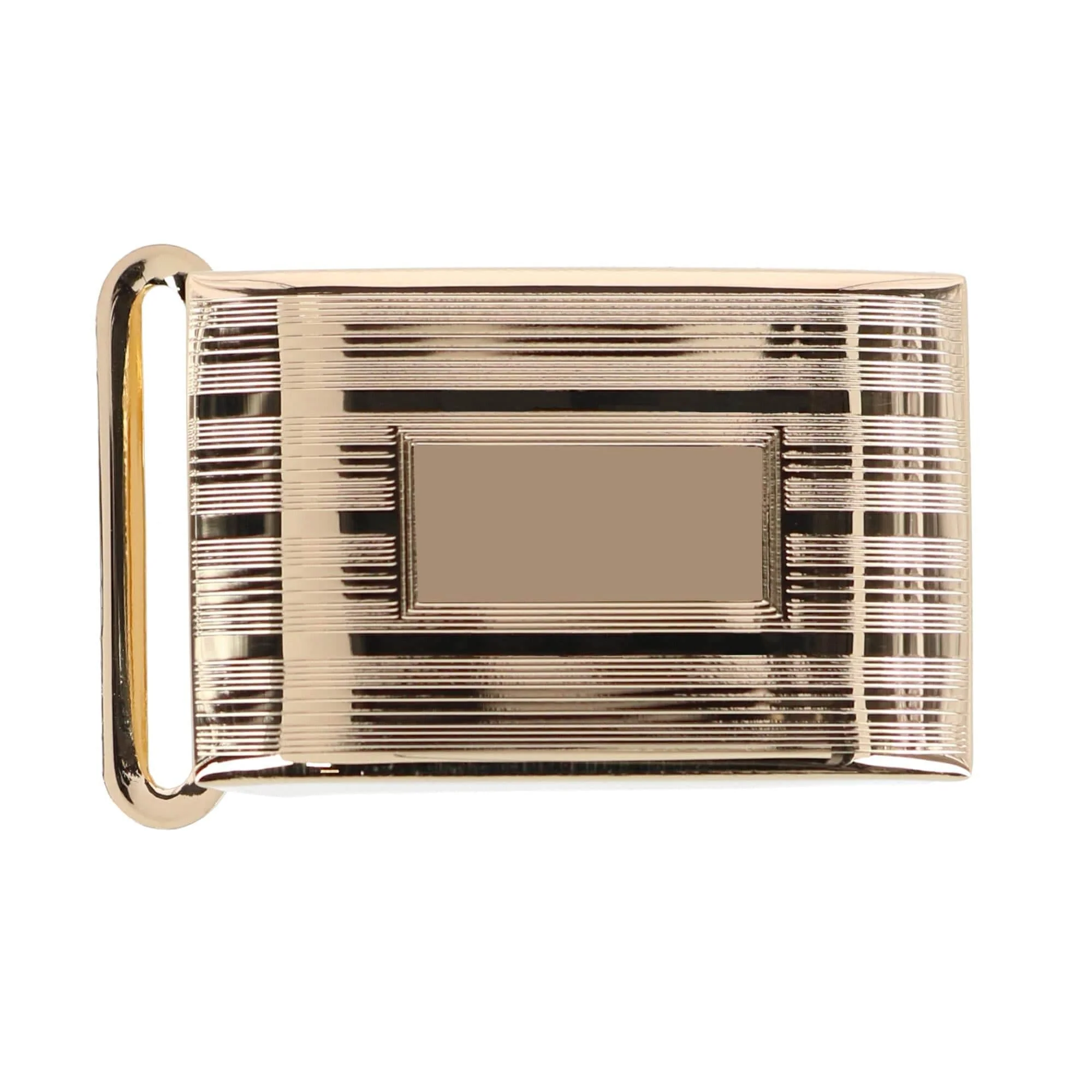 25mm Engine Turned Engraved Compression Belt Buckle with Small Loop - Image 3