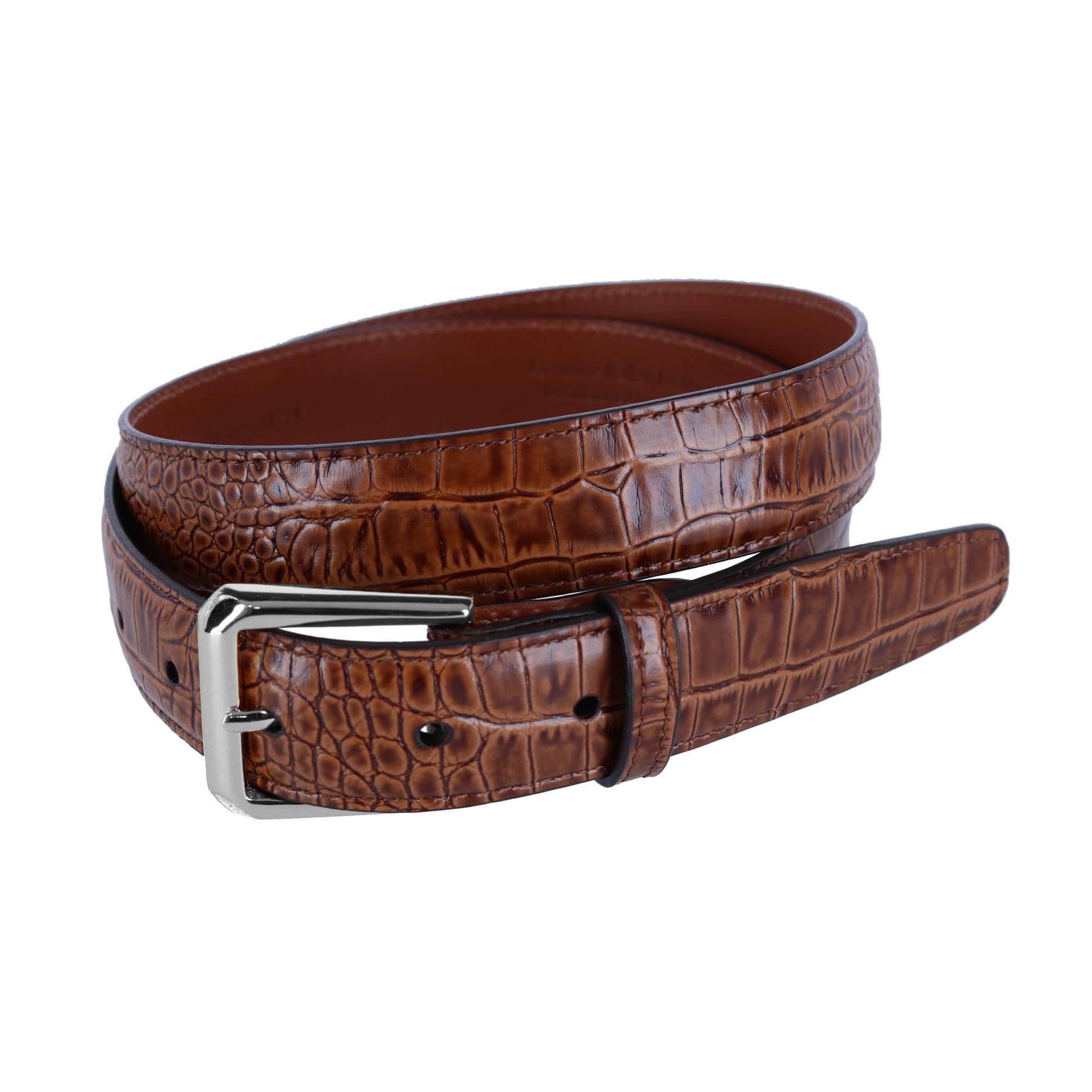 30mm Mock Alligator Embossed Italian Leather Belt - Image 3
