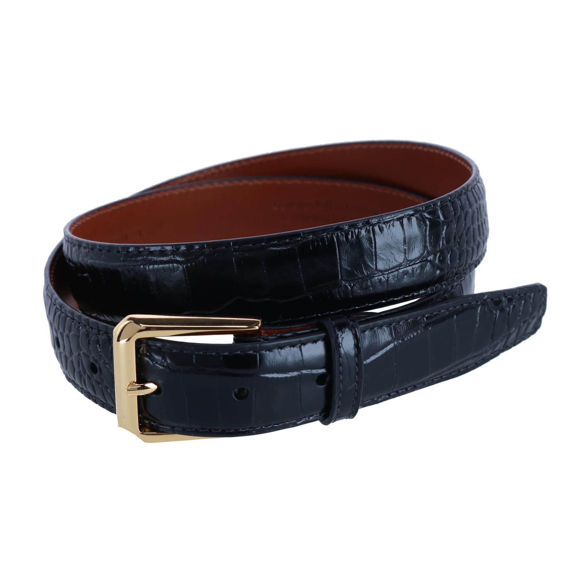 30mm Mock Alligator Embossed Italian Leather Belt - Image 4