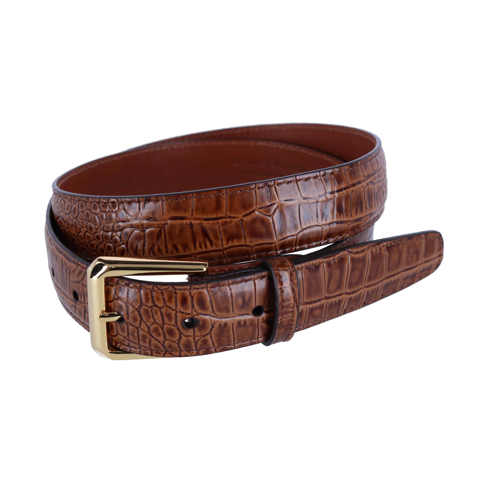 30mm Mock Alligator Embossed Italian Leather Belt - Image 5