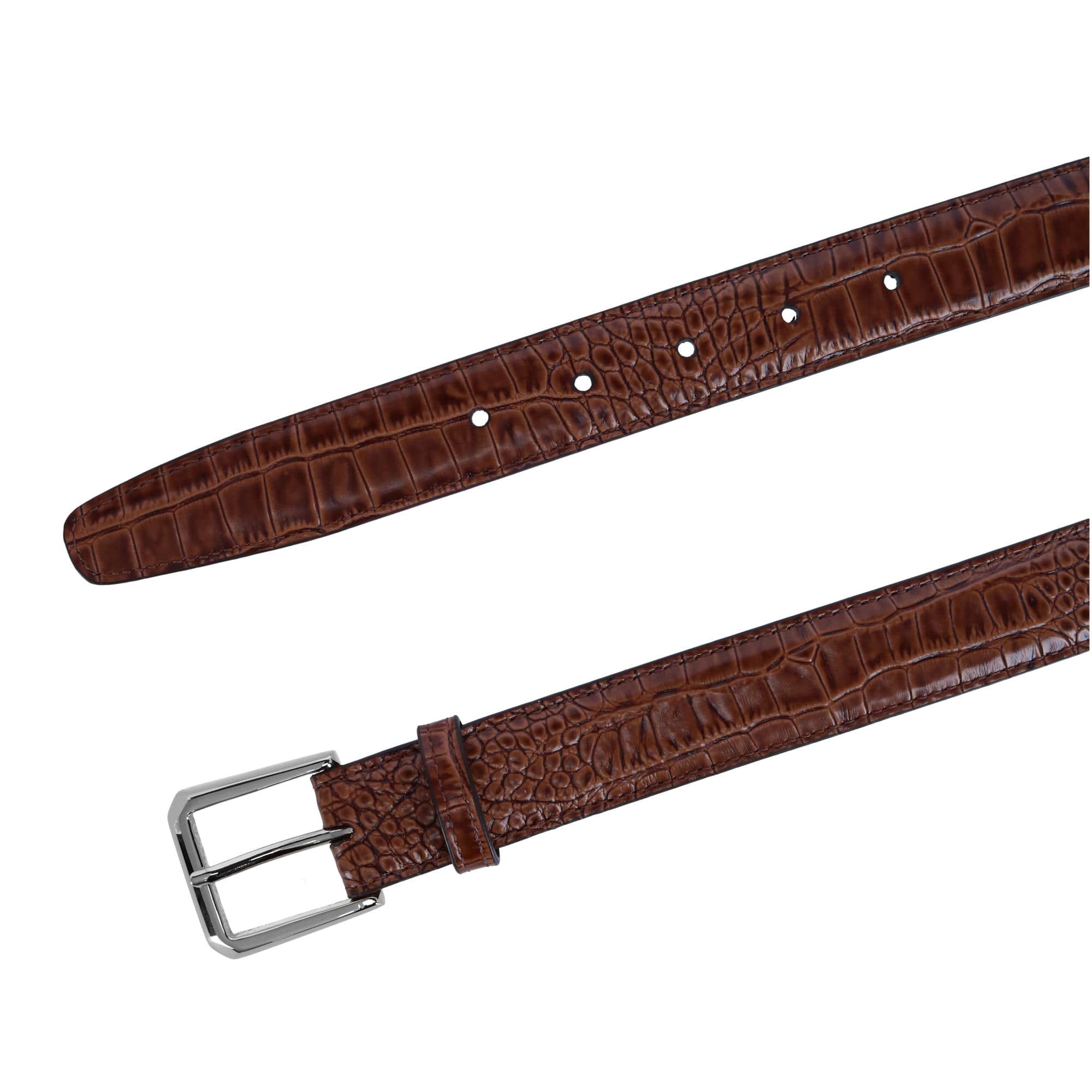30mm Mock Alligator Embossed Italian Leather Belt - Image 7