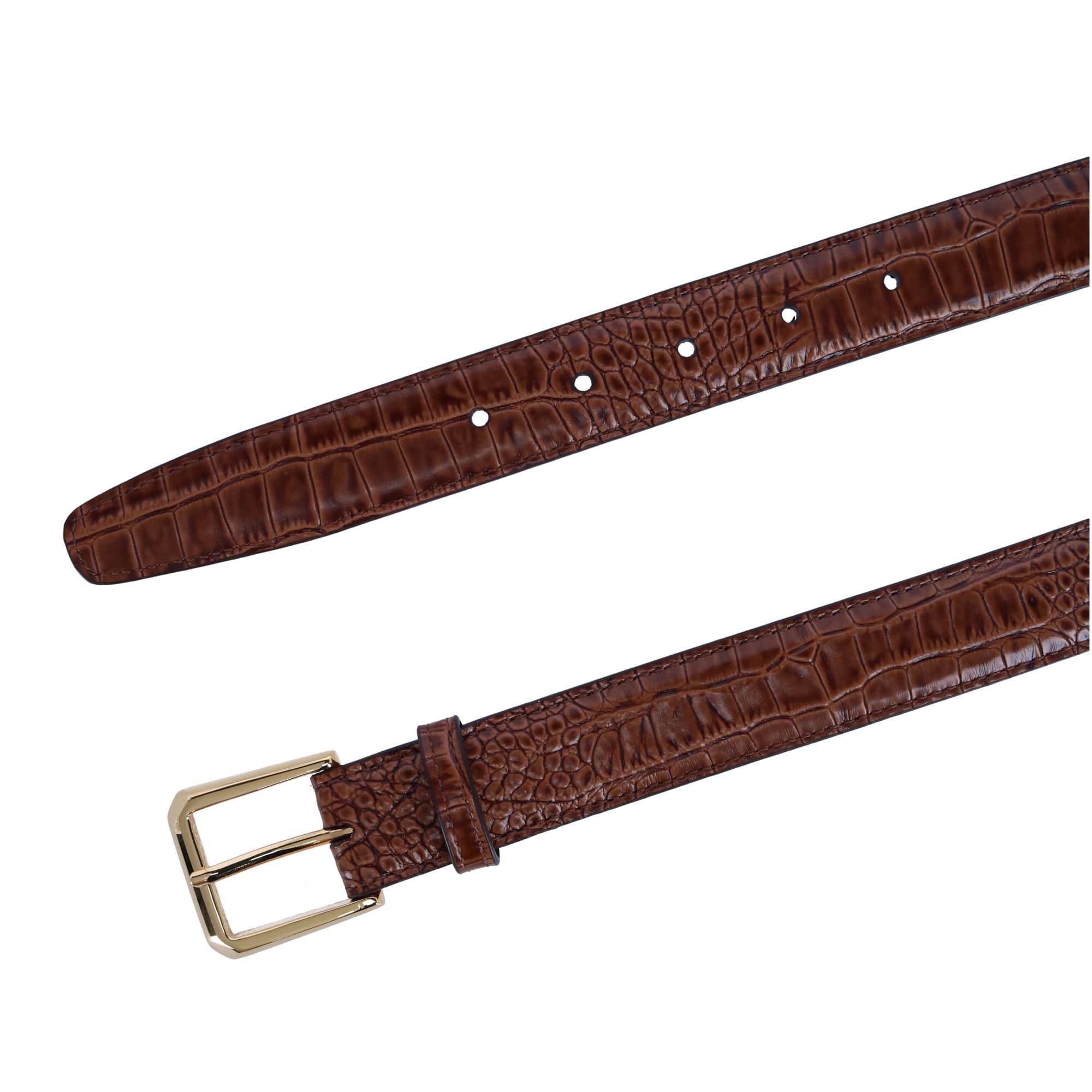 30mm Mock Alligator Embossed Italian Leather Belt - Image 9