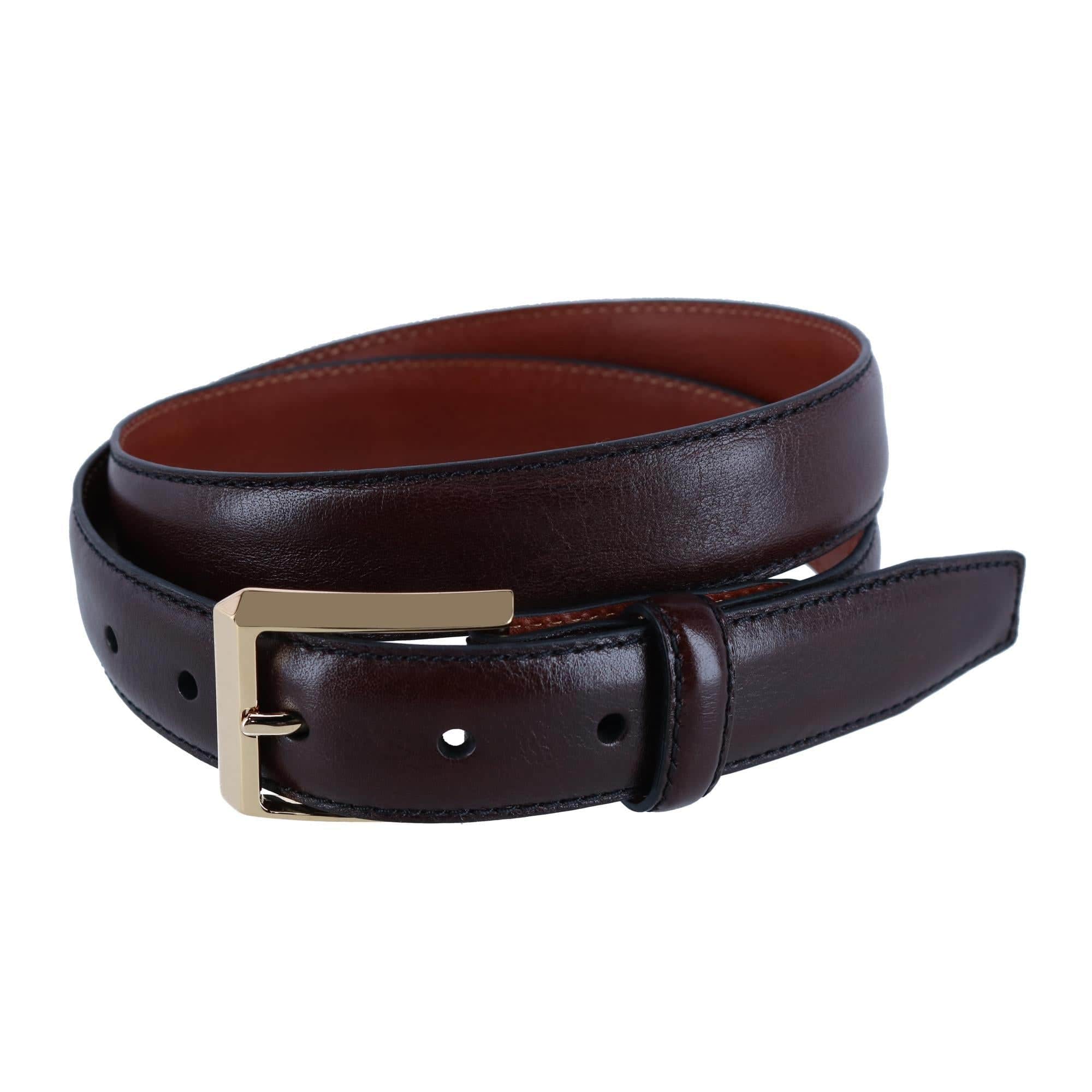 30MM Pebble Grain Leather Belt with Gold Buckle - Image 2
