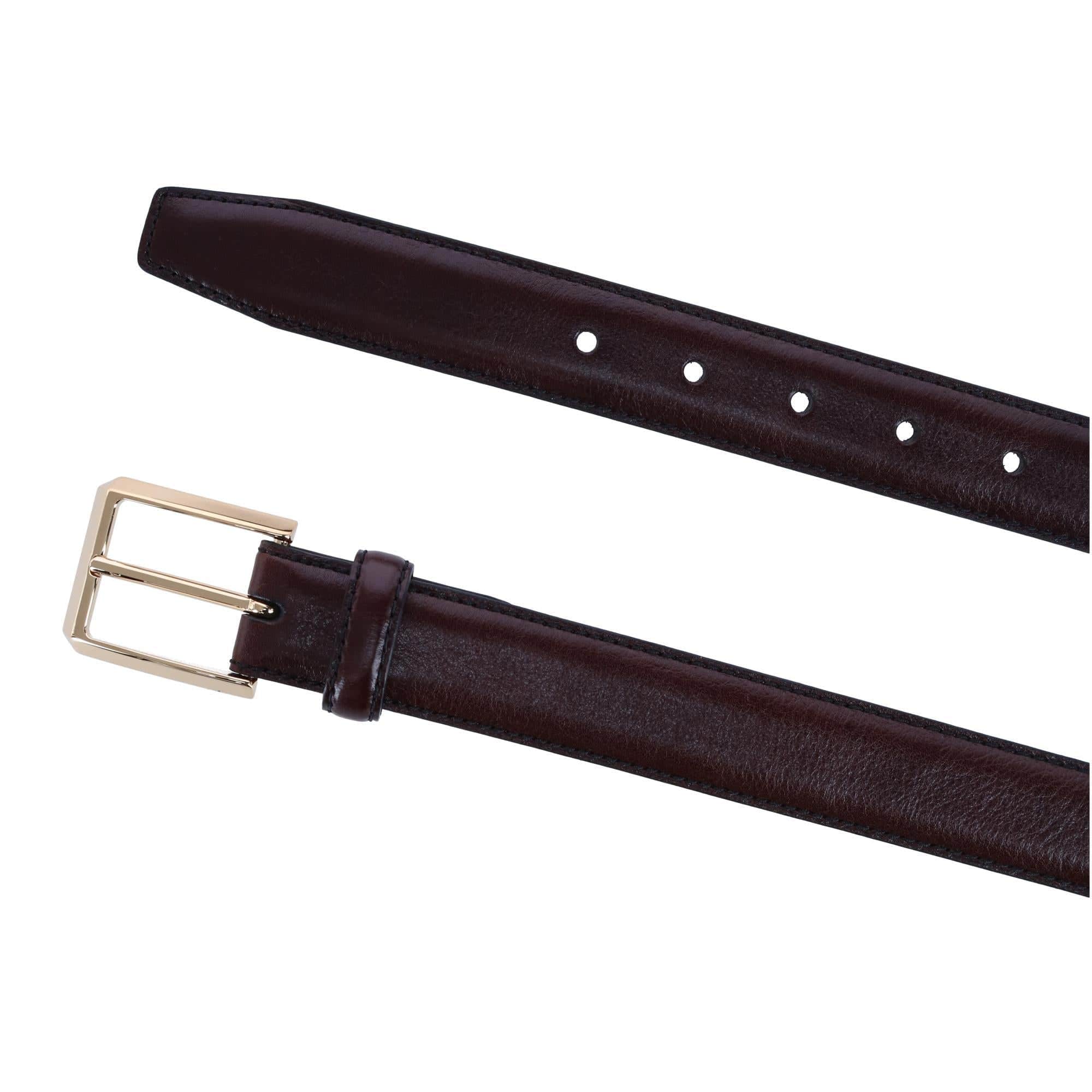 30MM Pebble Grain Leather Belt with Gold Buckle - Image 3