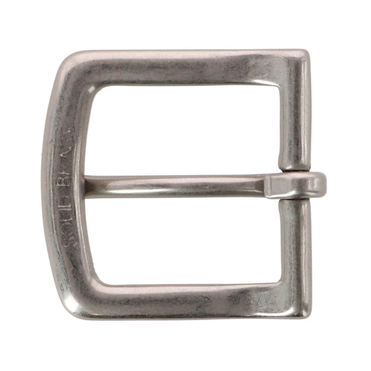 32mm Soft Edged Solid Brass Brushed Nickel Single Prong Buckle - Image 3