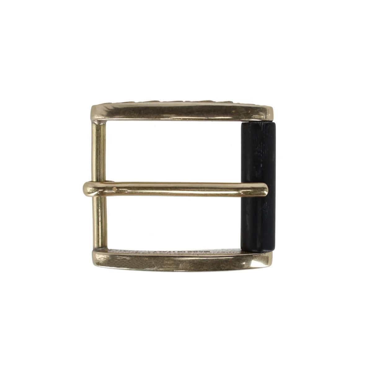 35mm Italian Side Detailed Solid Brass with Black Stag Horn Roller Harness Belt Buckle - Image 3