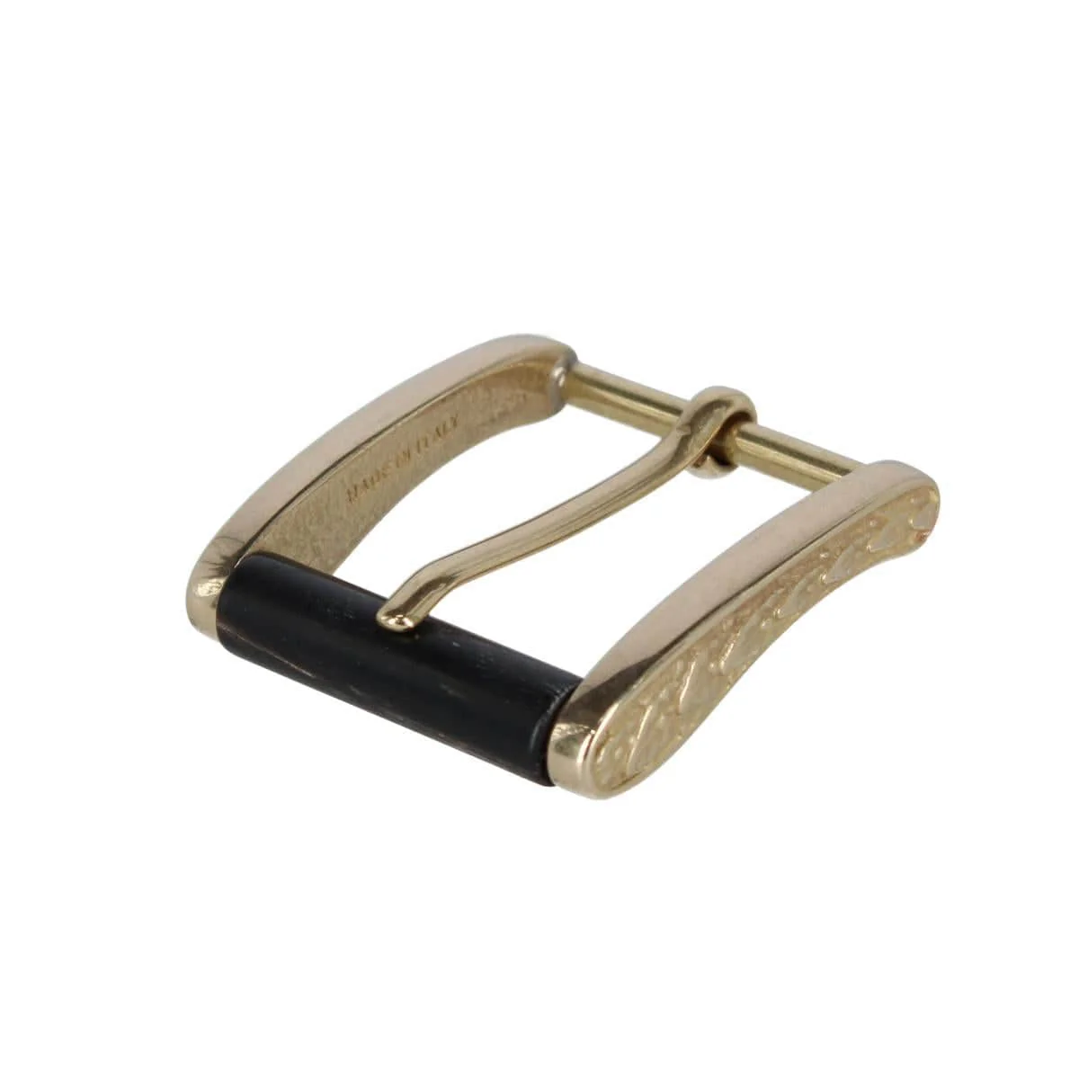 35mm Italian Side Detailed Solid Brass with Black Stag Horn Roller Harness Belt Buckle - Image 5