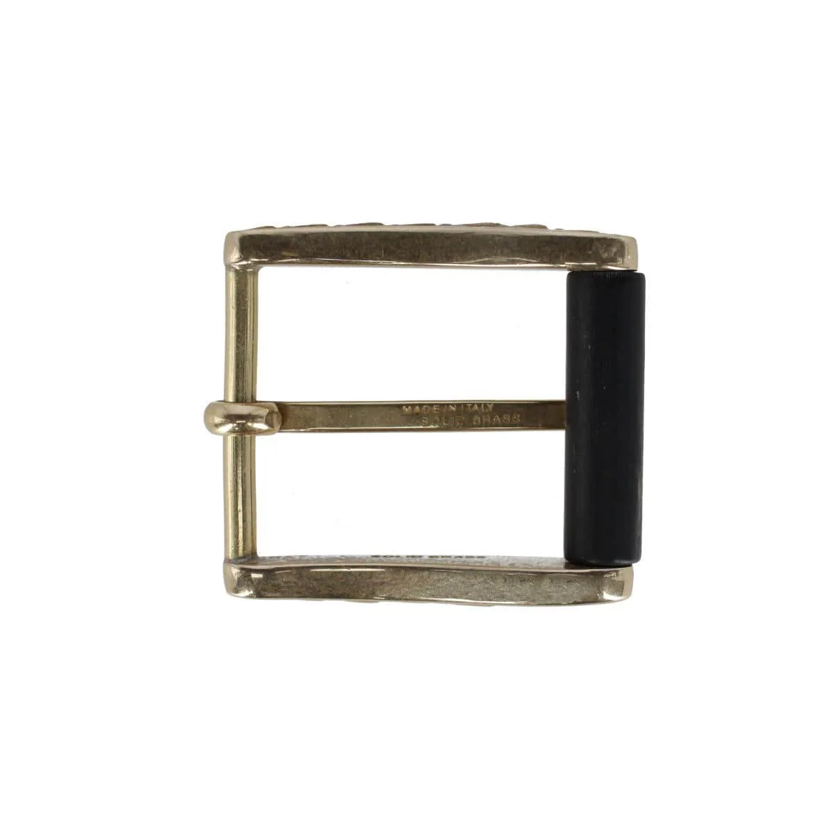 35mm Italian Side Detailed Solid Brass with Black Stag Horn Roller Harness Belt Buckle - Image 7