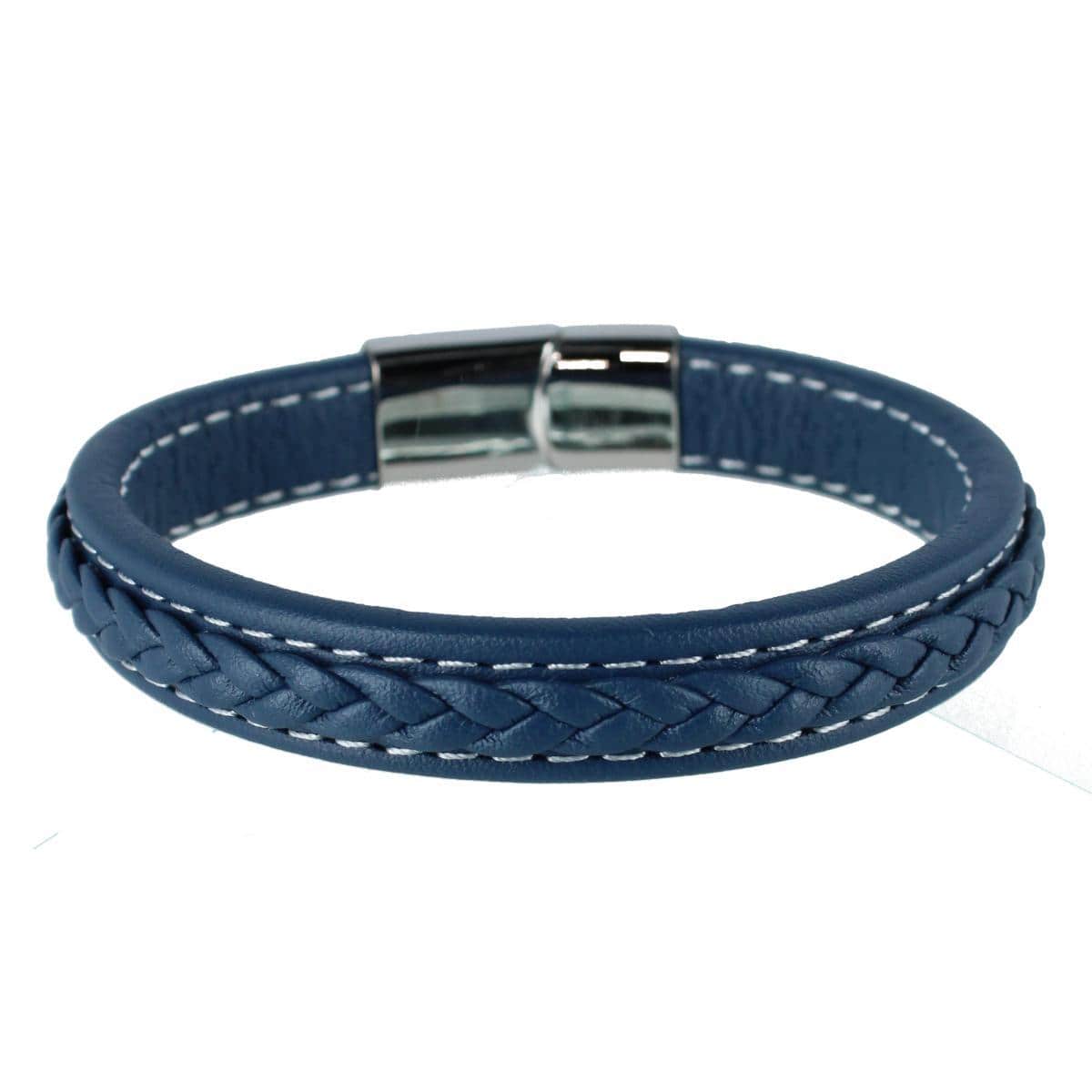 Amari's Azure Stitched Leather Secure Clasped Bracelet - Image 2