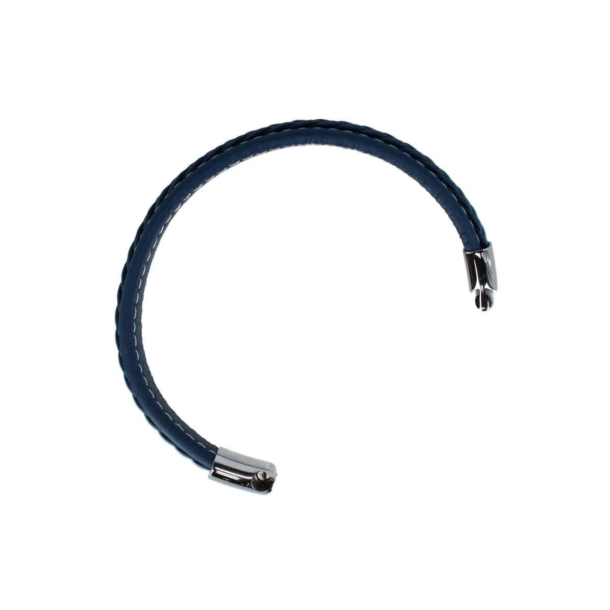 Amari's Azure Stitched Leather Secure Clasped Bracelet - Image 4