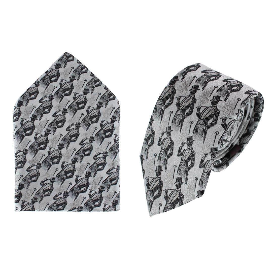 Ambrose Dapper Night Silk Novelty Necktie and Pocket Square Set
