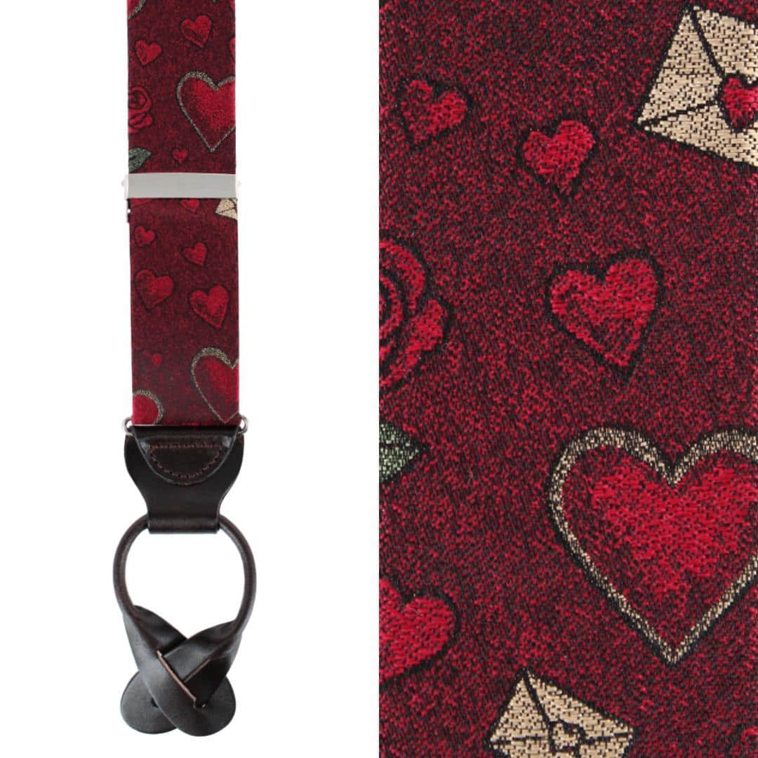Amor Valentine's Note Silk Button End Braces - Image 2