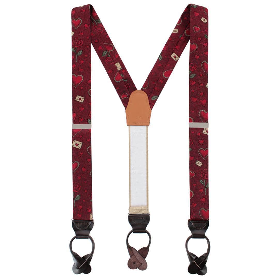 Amor Valentine's Note Silk Button End Braces - Image 3