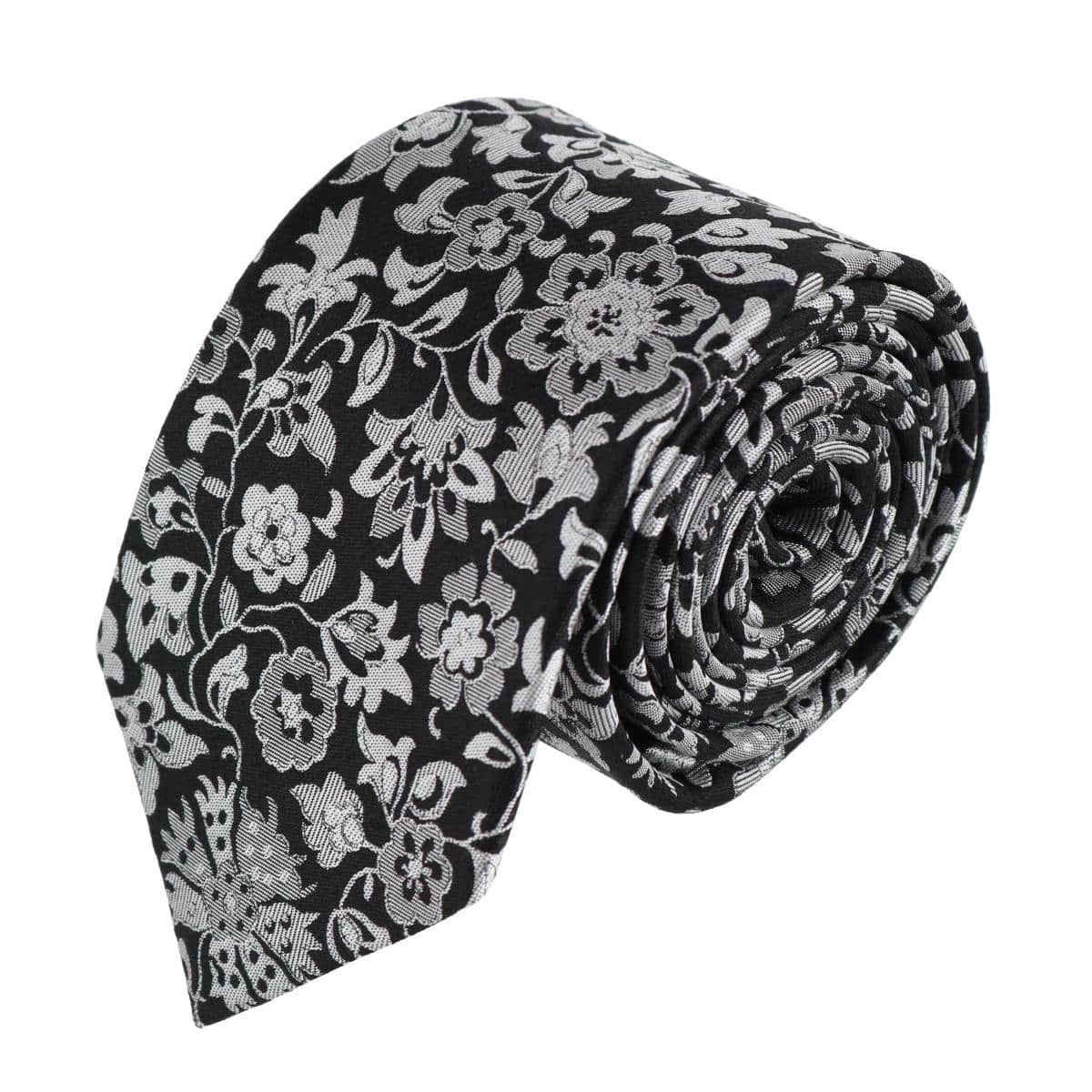 Arian Silver Floral and Vine Business Necktie - Image 2