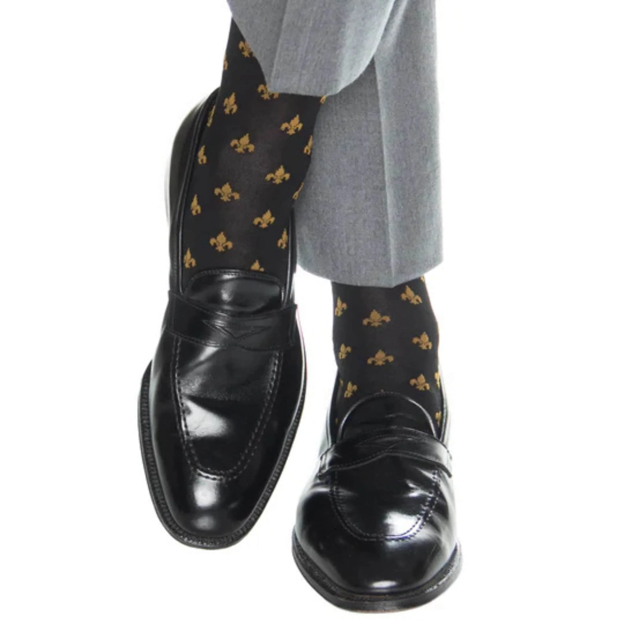 Atlas Fleur De Lis Over The Calf Fine Merino Wool Socks (1 Pair) - Image 5