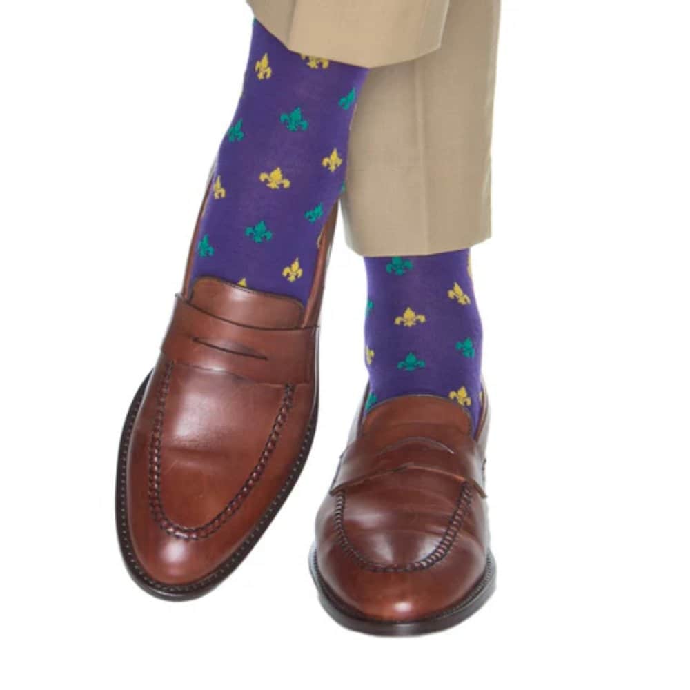 Atlas Fleur De Lis Over The Calf Fine Merino Wool Socks (1 Pair) - Image 7