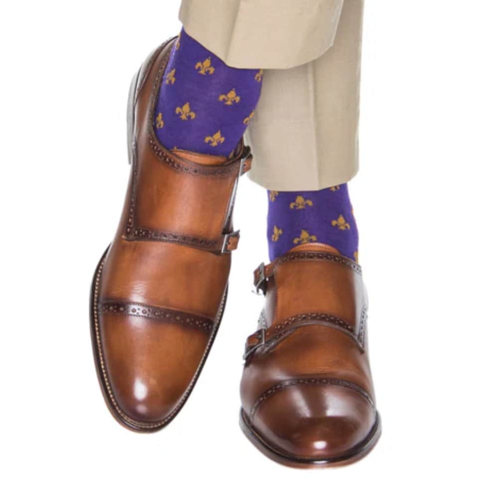 Atlas Fleur De Lis Over The Calf Fine Merino Wool Socks (1 Pair) - Image 8