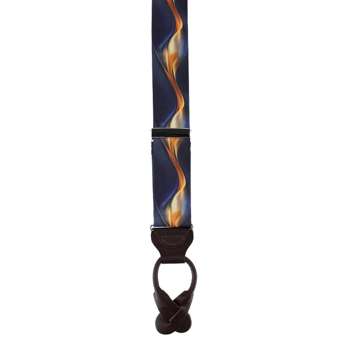 Atticus Blue and Gold Billow Silk Button End Braces - Image 4