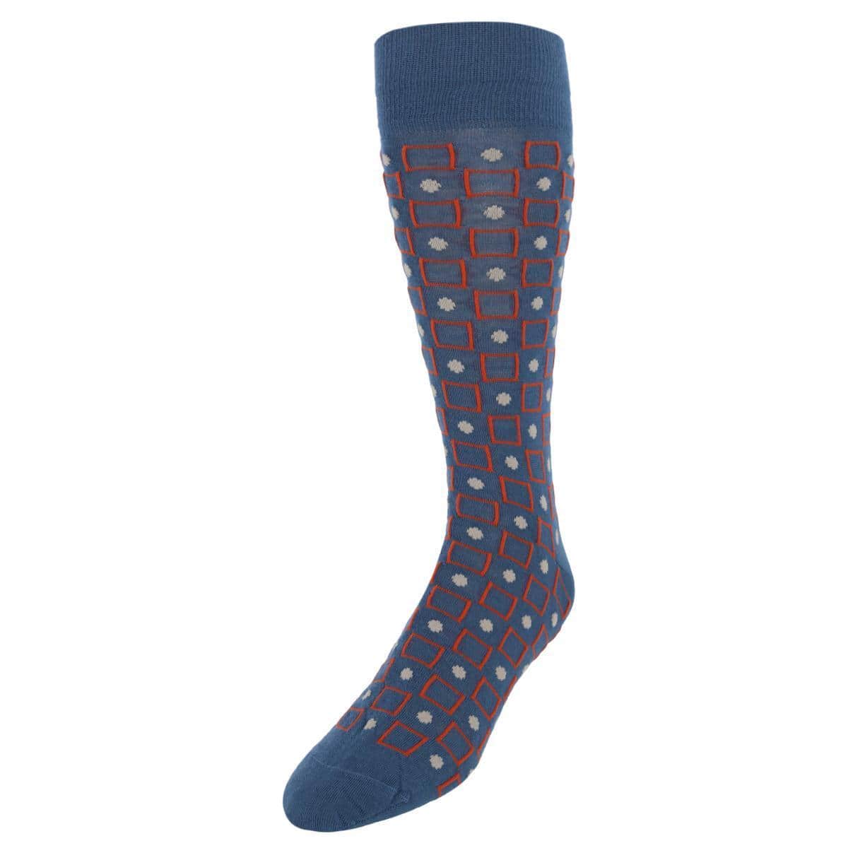 Aurelien Square and Circle Patterned Mercerized Cotton Mid-Calf  Socks - Image 2