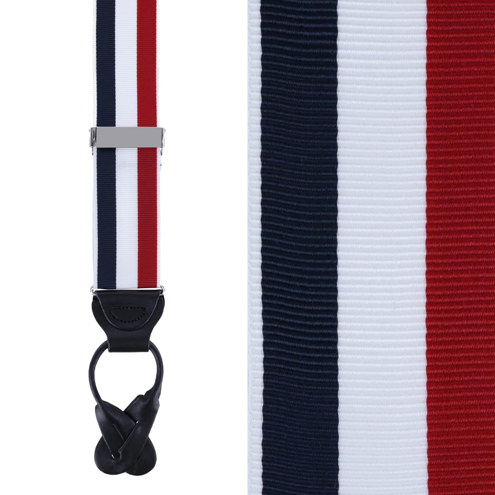 Balint 38MM Striped Non Stretch Grosgrain Ribbon Button End Braces - Image 6
