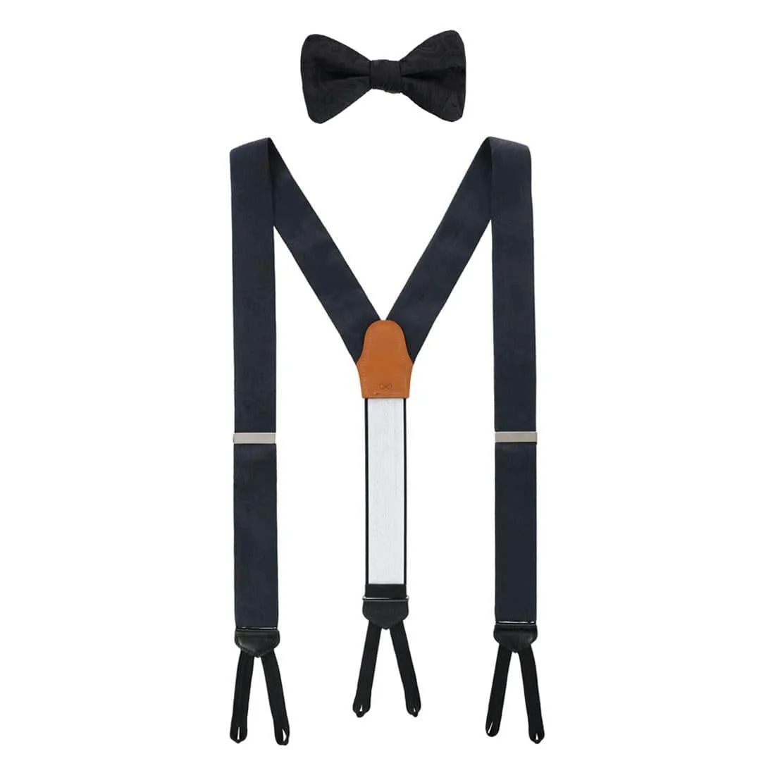 Banbury Tone on Tone Paisley Silk Braces and Bow Tie Set - Image 2