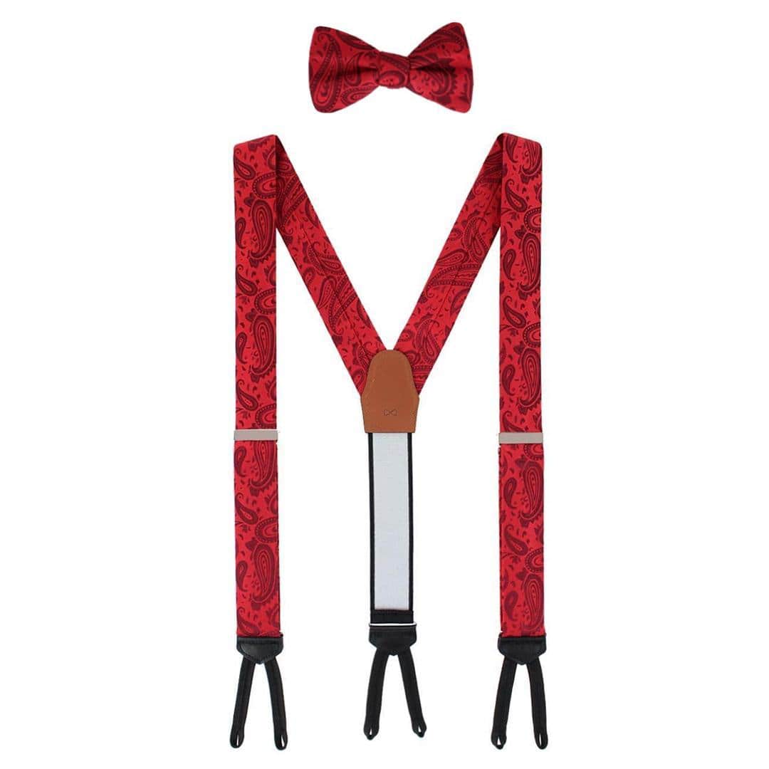 Banbury Tone on Tone Paisley Silk Braces and Bow Tie Set - Image 5