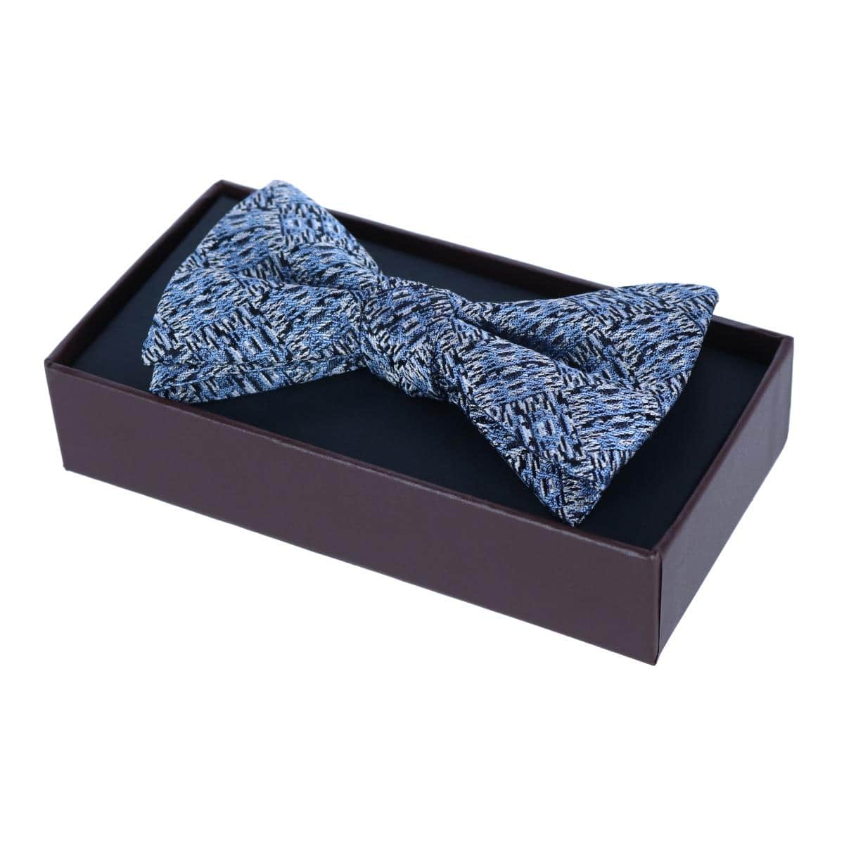 Benito's Blue Basketweave Pattern Silk Novelty Bow Tie - Image 6