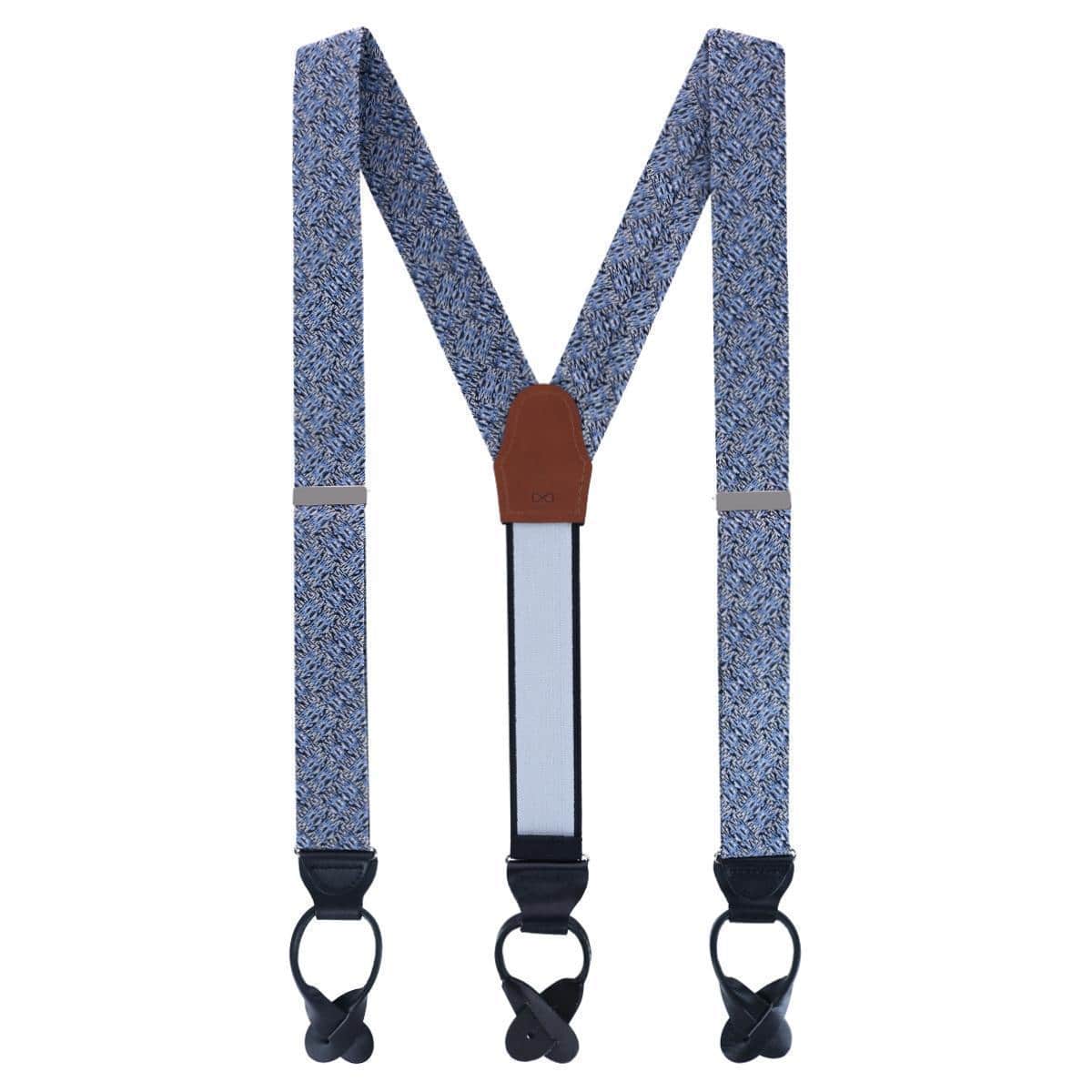 Benito's Blue Basket Weave Pattern Silk Novelty Button End Braces - Image 3