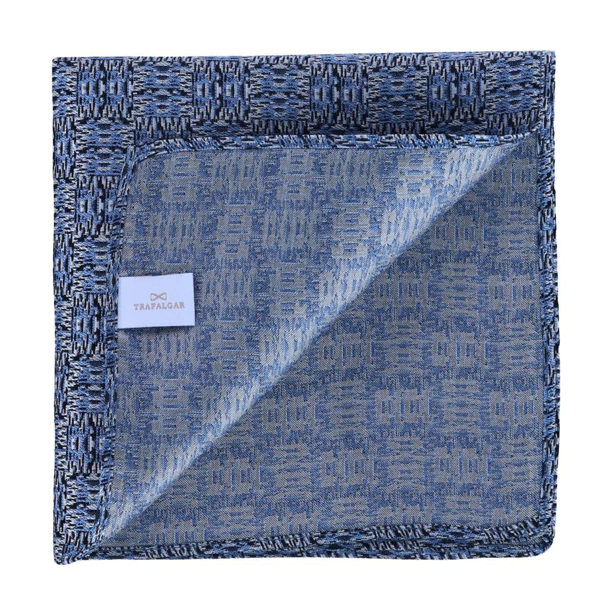 Benito's Blue Basketweave Patterned Silk Pocket Square - Image 4
