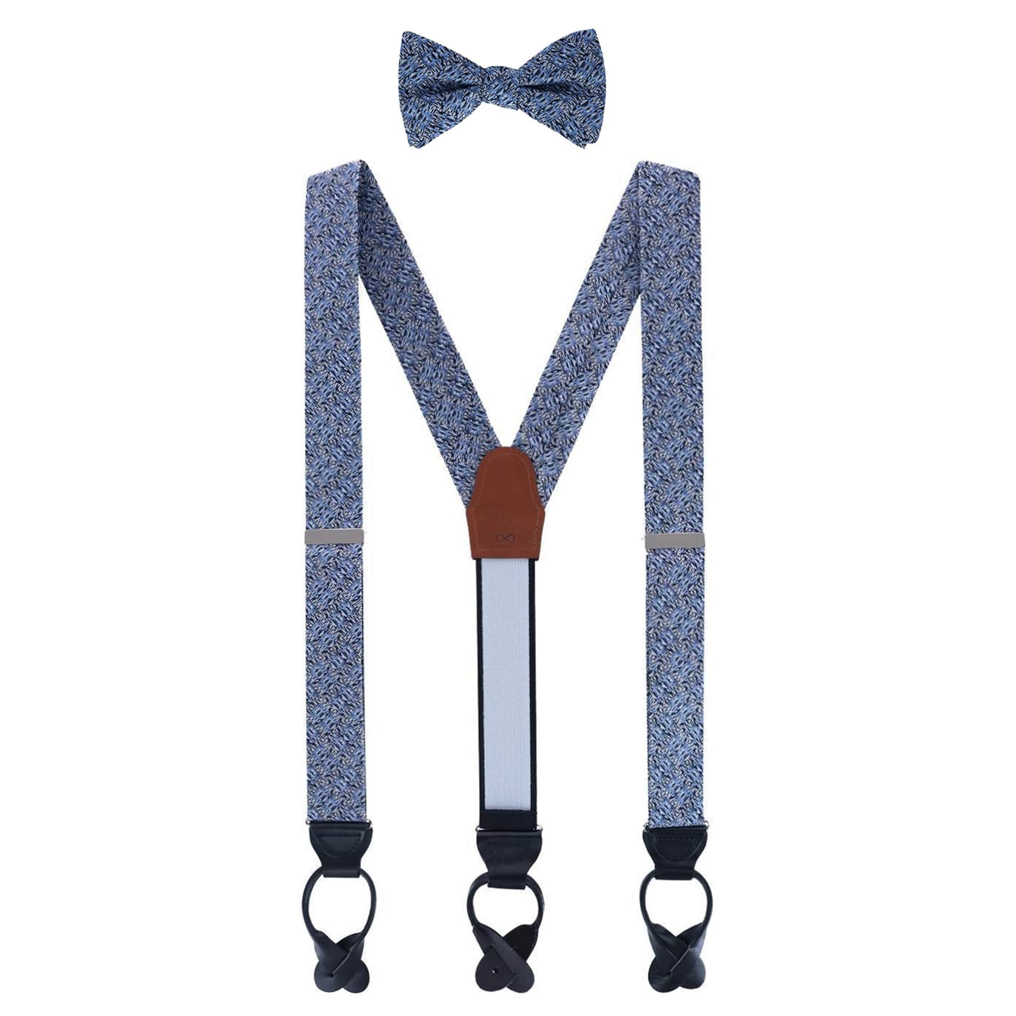 Benito's Blue Basketweave Silk Braces and Bow Tie Bundle