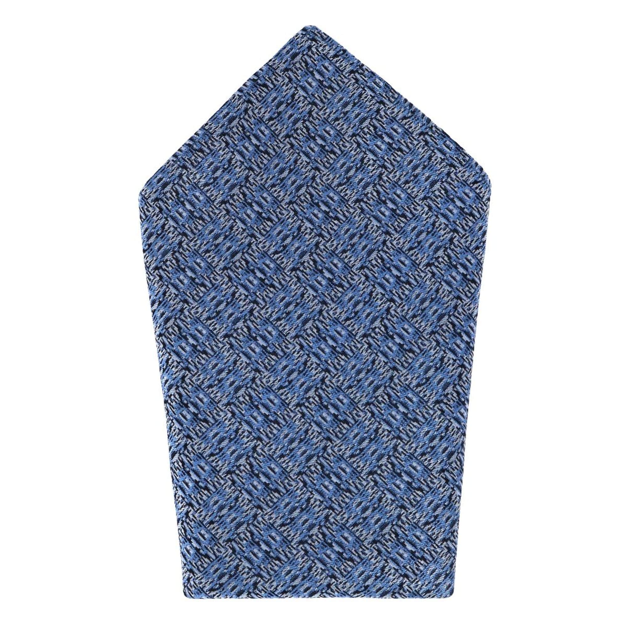 Benito's Blue Basketweave Silk Necktie & Pocket Square Bundle - Image 5