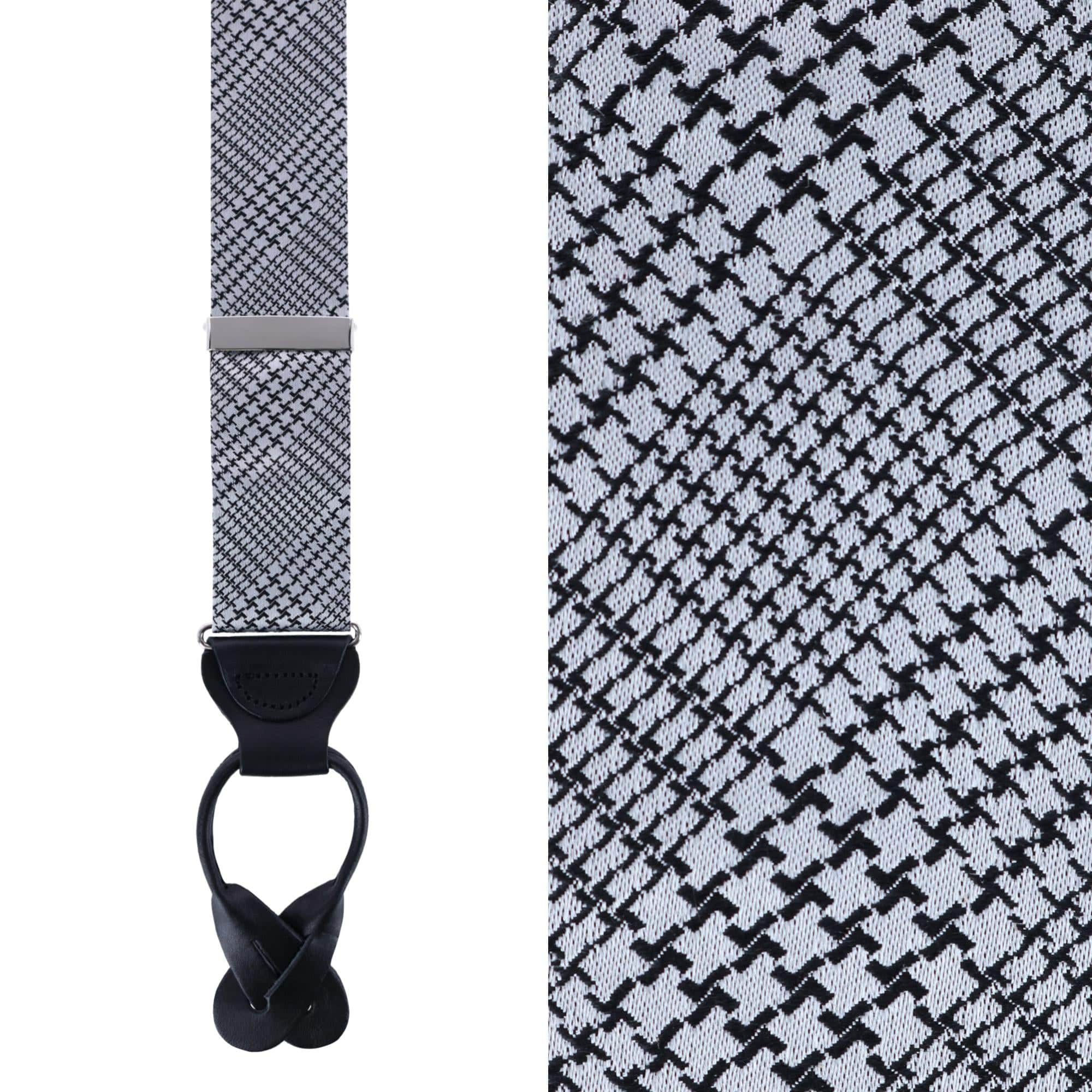 Benji The Houndstooth Plaid Silk Button End Braces - Image 2