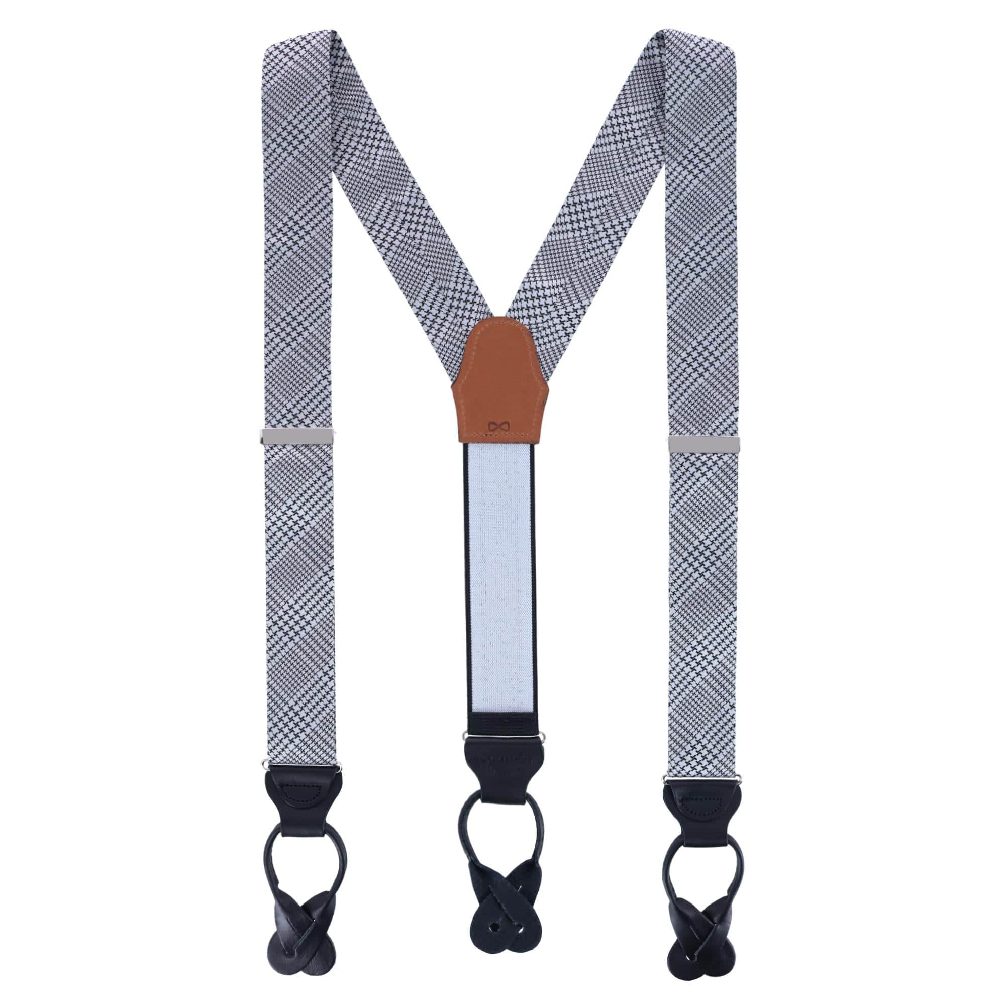 Benji The Houndstooth Plaid Silk Button End Braces - Image 3