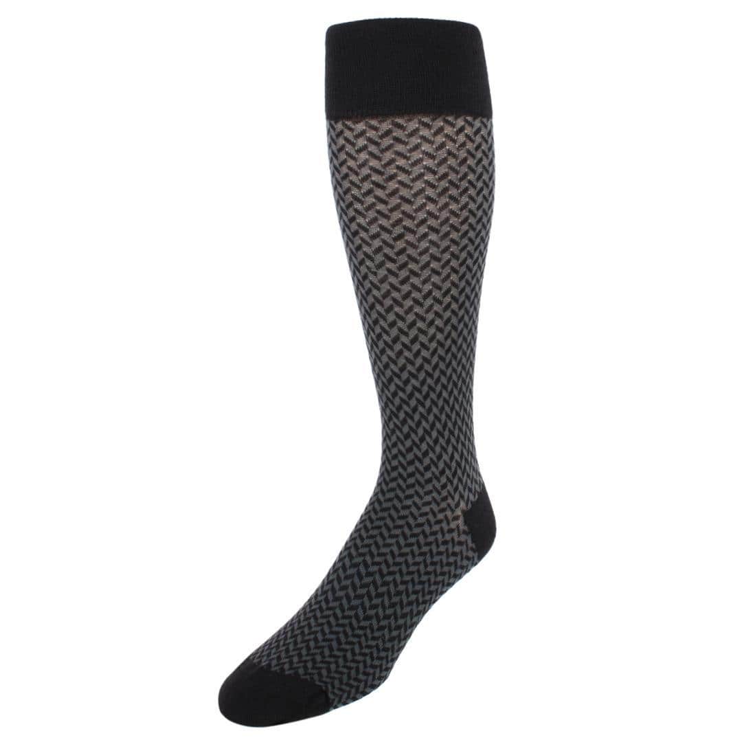 Benoit Herringbone Patterned Mid-Calf Merino Wool Socks (1 Pair) - Image 2