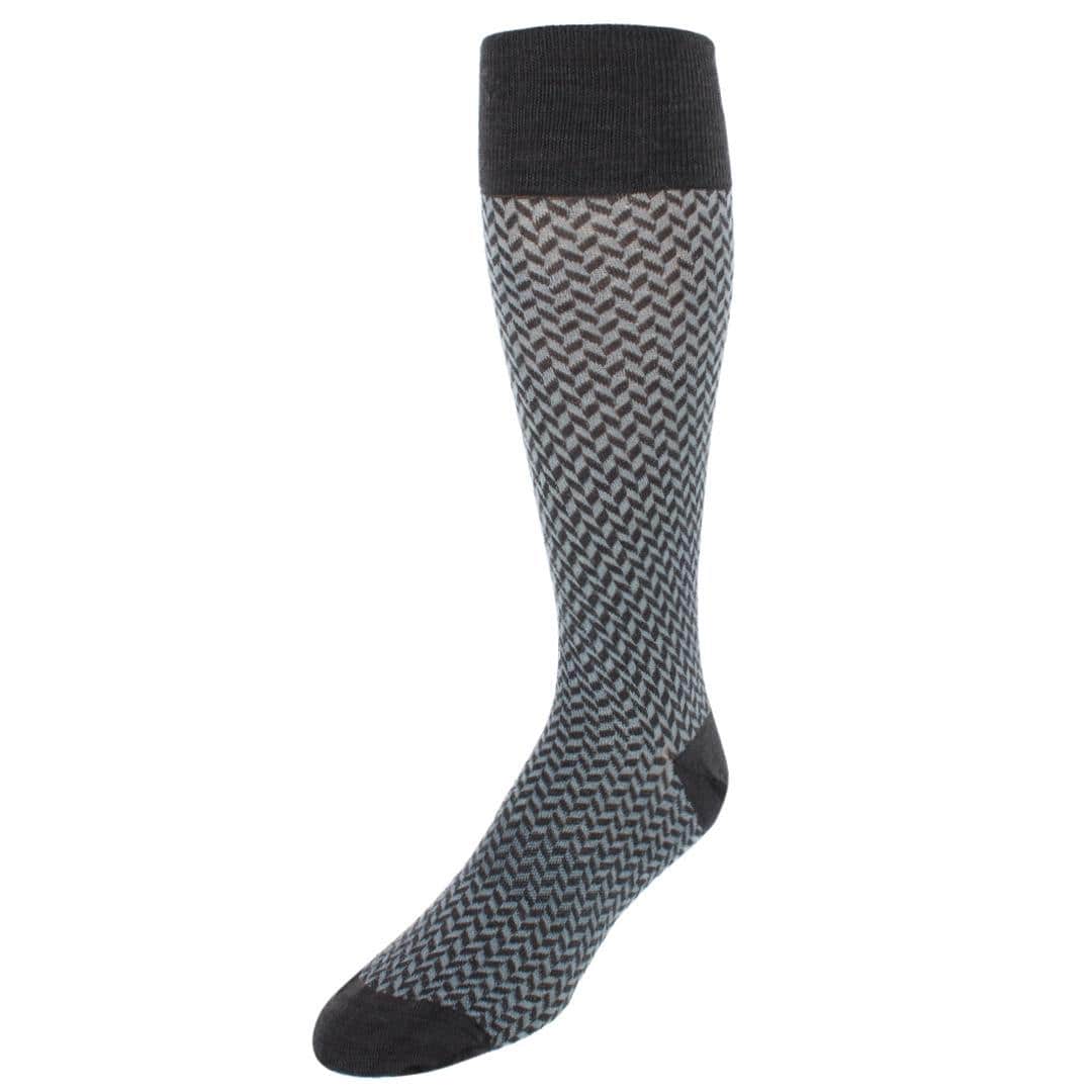 Benoit Herringbone Patterned Mid-Calf Merino Wool Socks (1 Pair) - Image 3