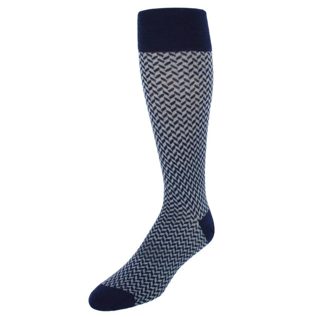 Benoit Herringbone Patterned Mid-Calf Merino Wool Socks (1 Pair) - Image 4
