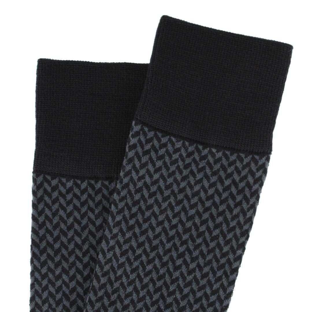 Benoit Herringbone Patterned Mid-Calf Merino Wool Socks (1 Pair) - Image 5