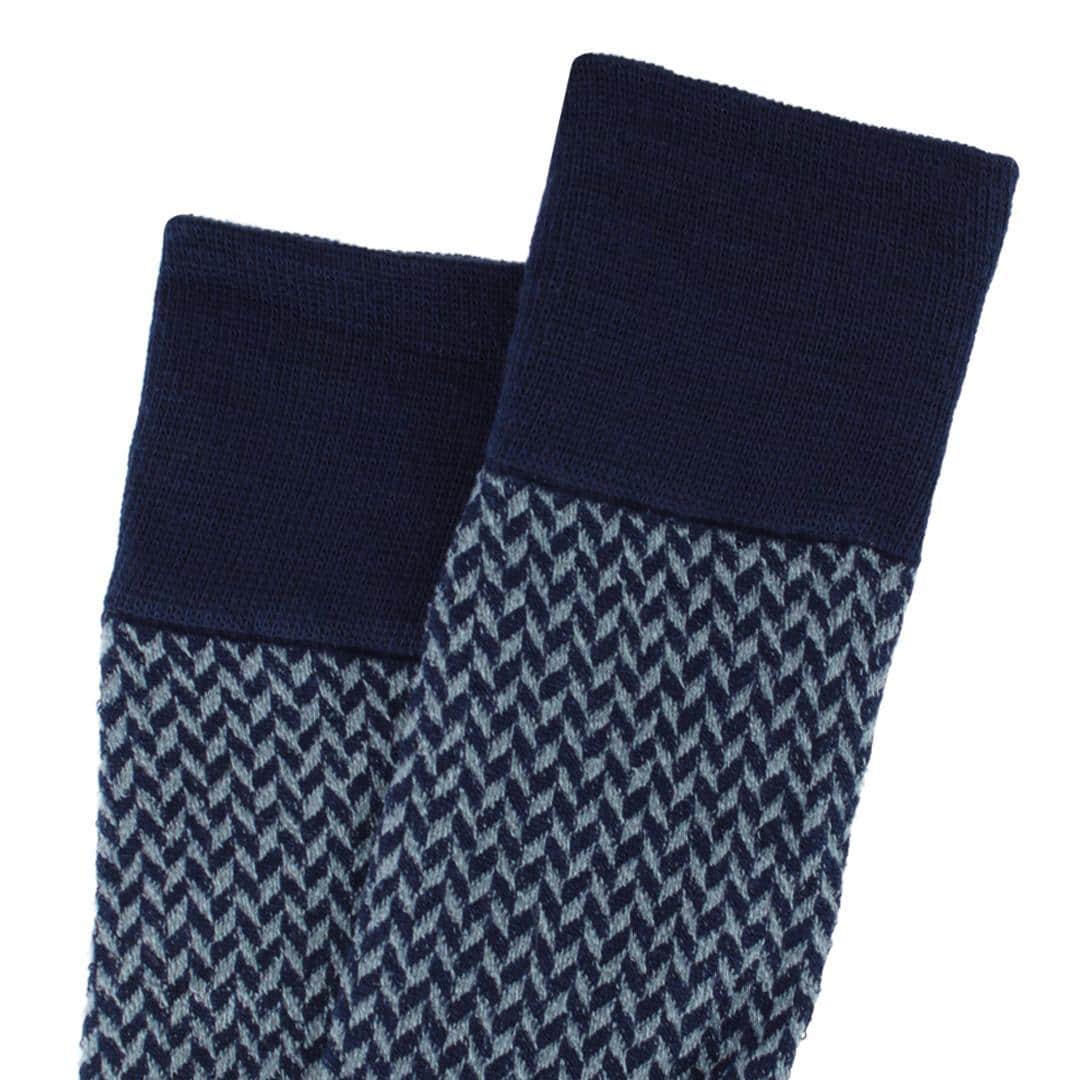 Benoit Herringbone Patterned Mid-Calf Merino Wool Socks (1 Pair) - Image 7