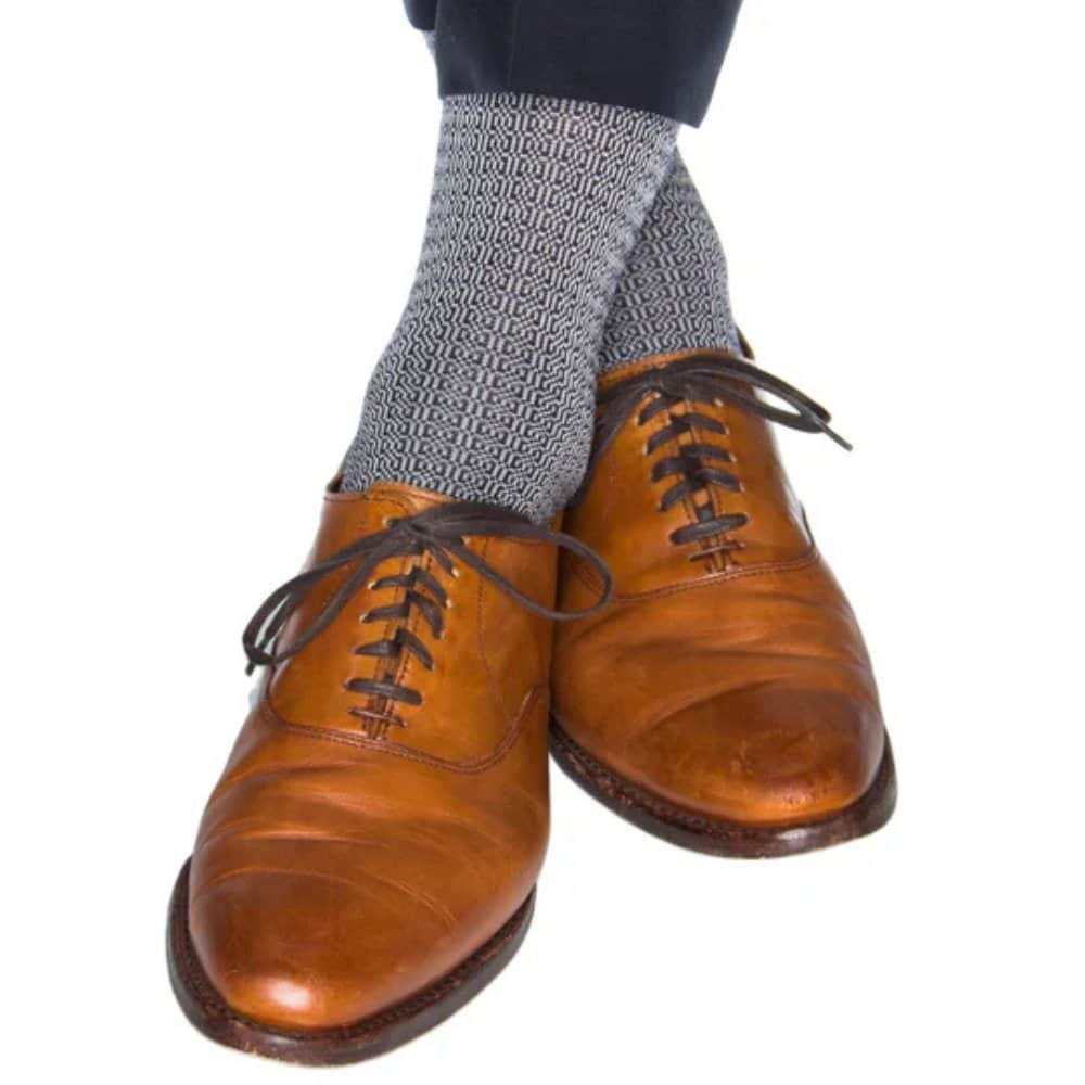 Bernard Chain Link Mercerized Cotton Mid-Calf Socks - Image 5