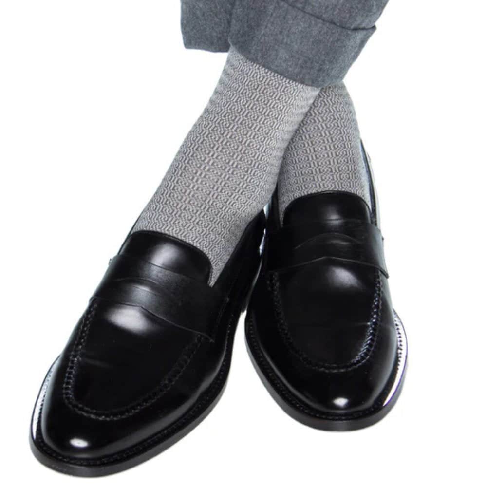 Bernard Chain Link Mercerized Cotton Mid-Calf Socks - Image 7