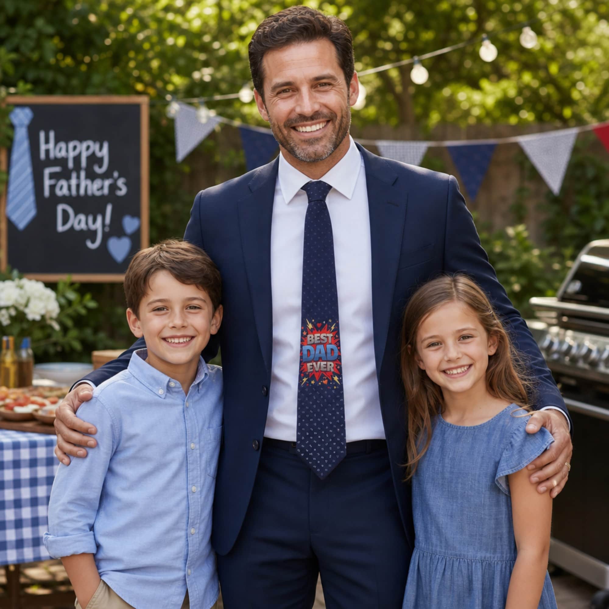 Best Dad Ever Novelty Silk Necktie - Image 2