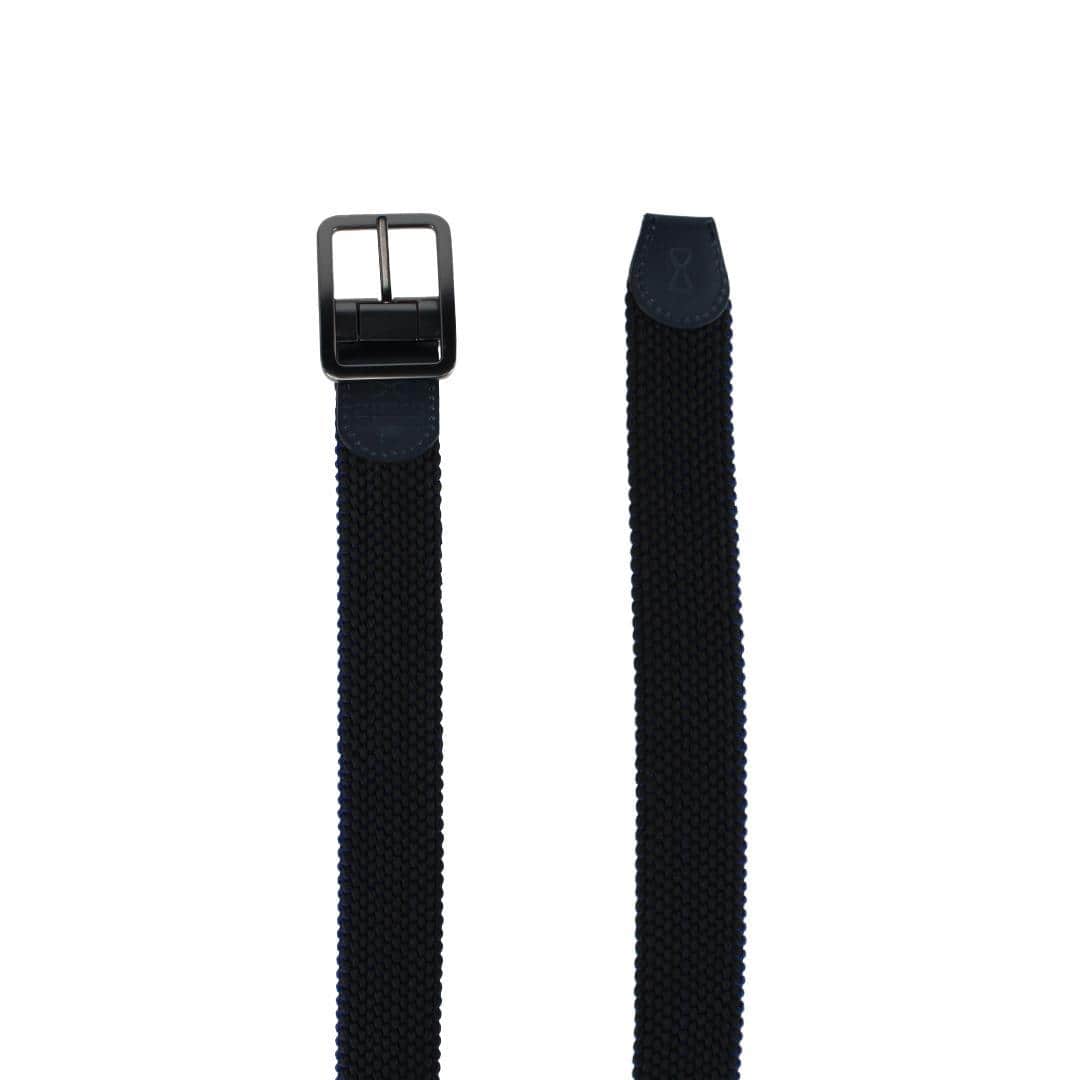 Big and Tall Arturo 35MM Black and Blue Striped Reversible Braided Casual Golf Belt - Image 8