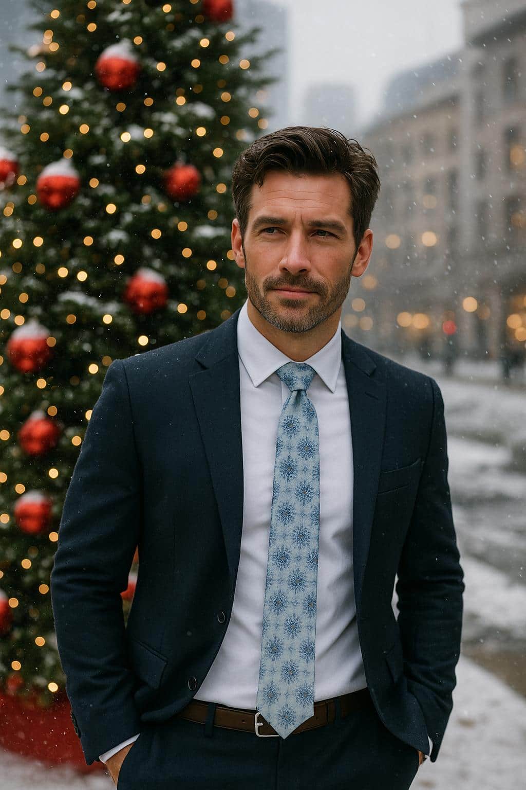 Big and Tall Clarence The Classy Snowflake Silk Holiday Necktie - Image 5