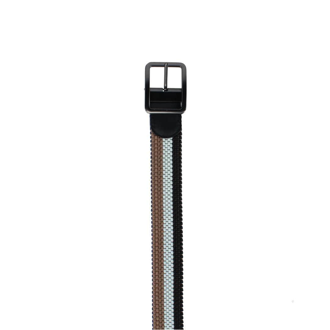 Big and Tall Matias 35MM Blue and Kahki Stripe Reversible Braided Casual Golf Belt - Image 5