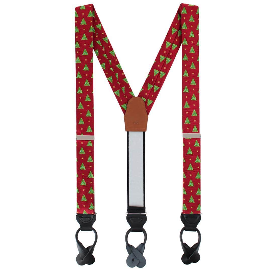 Big and Tall Oh Christmas Tree Novelty Silk Button End Braces - Image 3