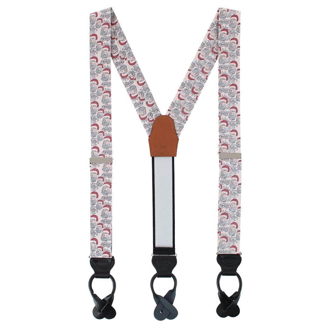 Big and Tall Santa Claus Is Watching Silk Novelty Button End Braces - Image 3