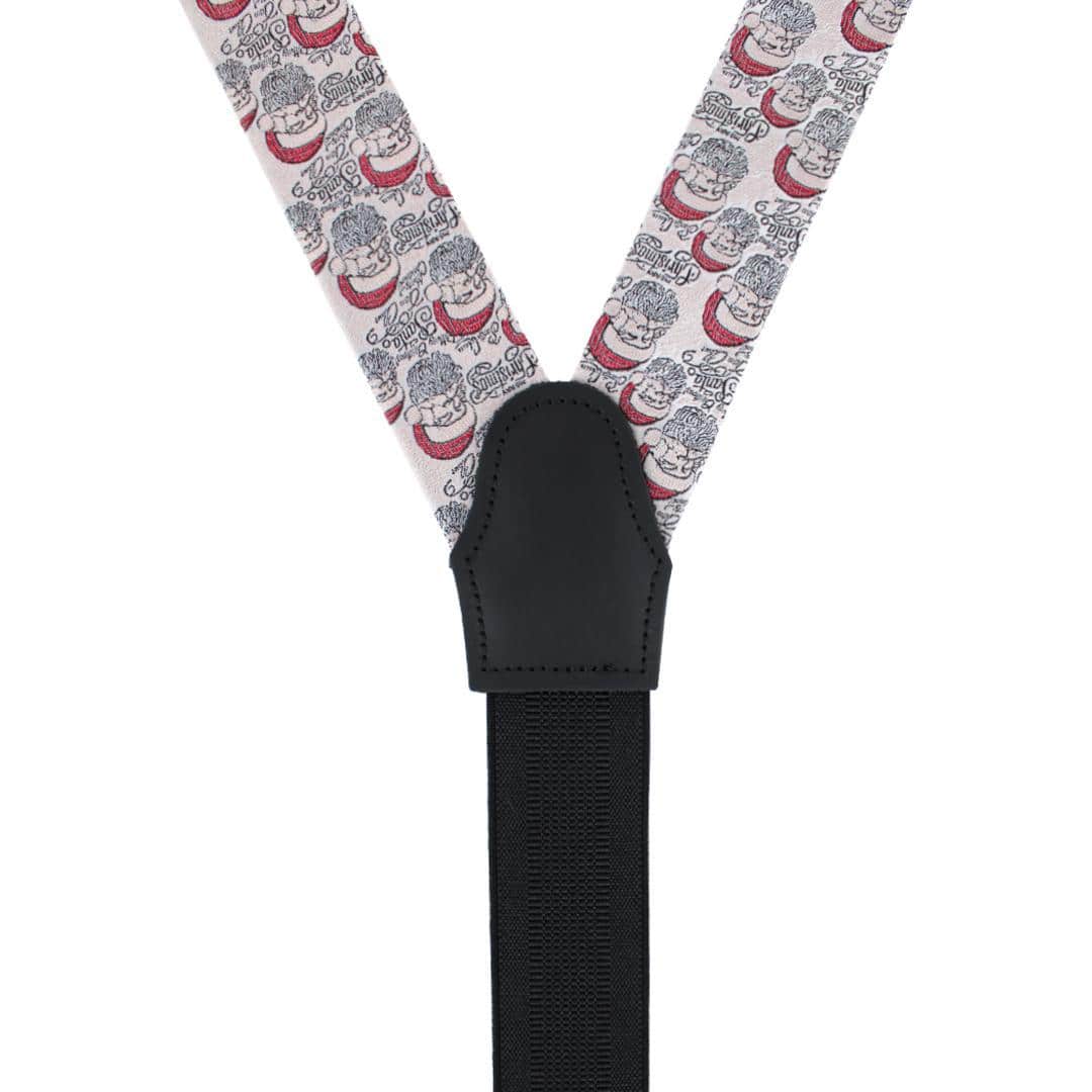 Big and Tall Santa Claus Is Watching Silk Novelty Button End Braces - Image 4