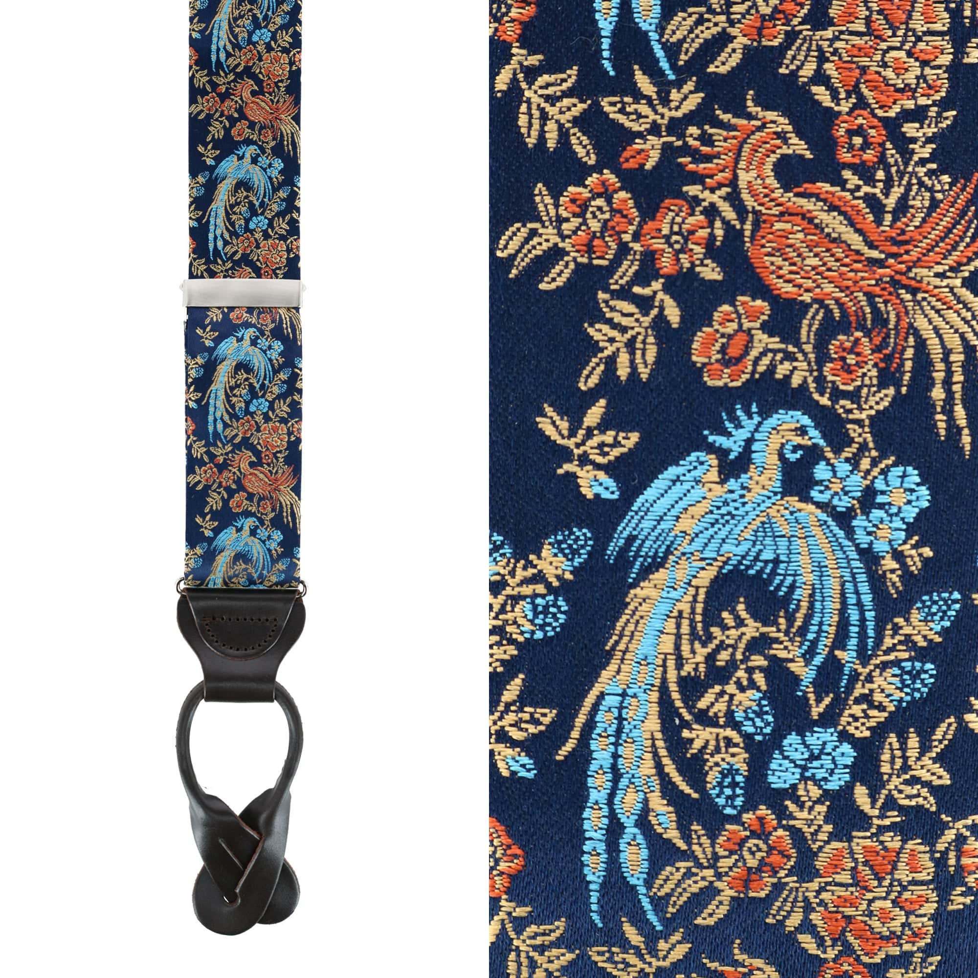 Birds of Prosperity Silk Button End Braces - Image 3