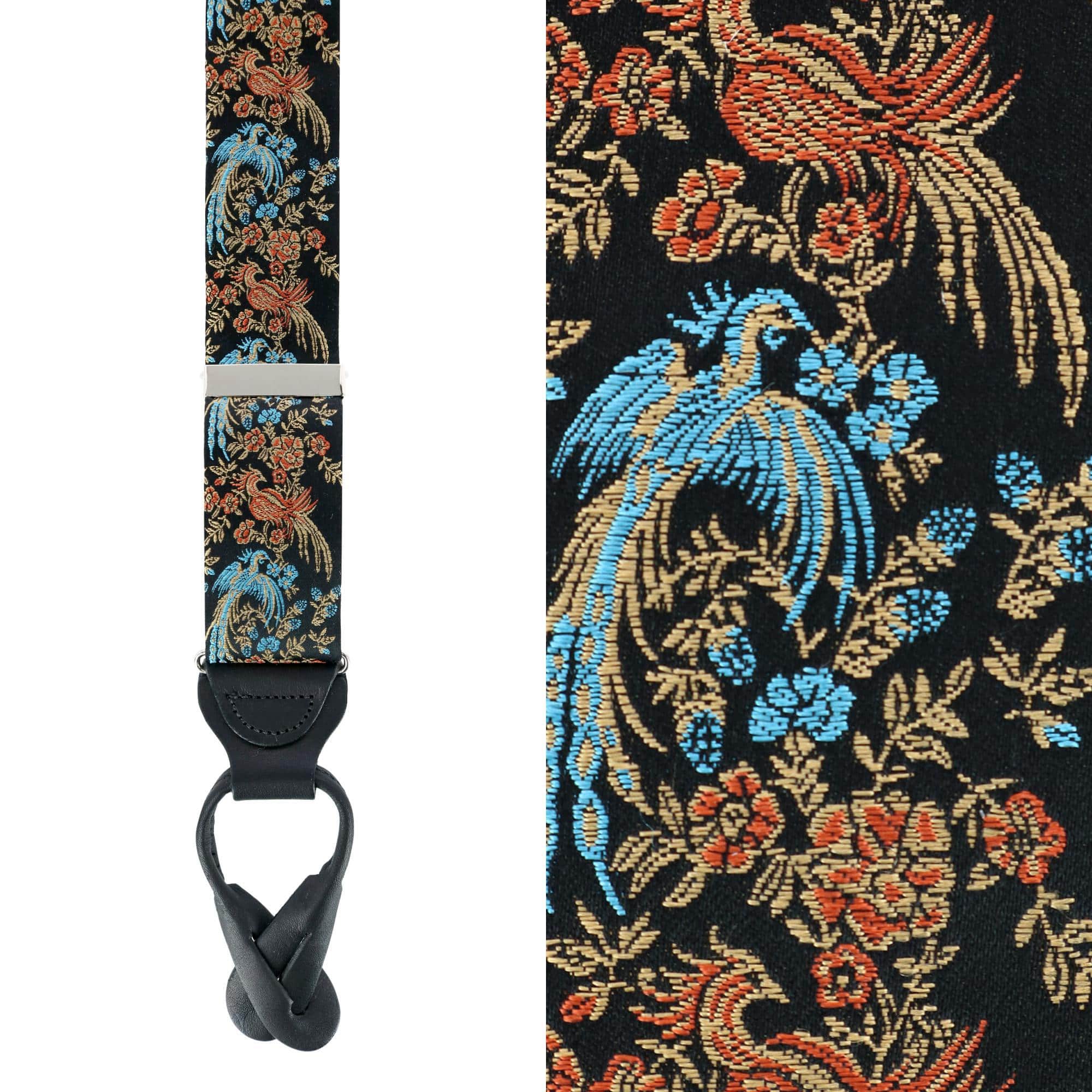 Birds of Prosperity Silk Button End Braces and Bow Tie Set - Image 4
